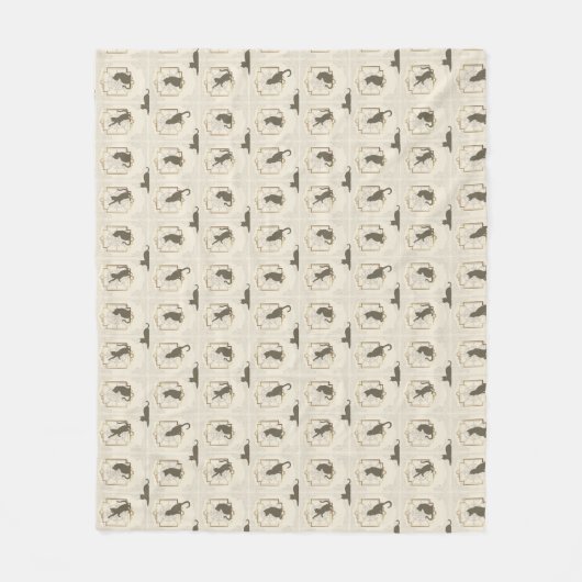 Elegante Art Deco Katzen - Beige Fleecedecke (Vorderseite)