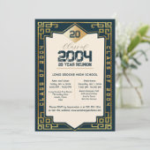 Elegante Art-Deco-Klasse 2004 20 Jahre HS-Wiederse Einladung (Stehend Vorderseite)