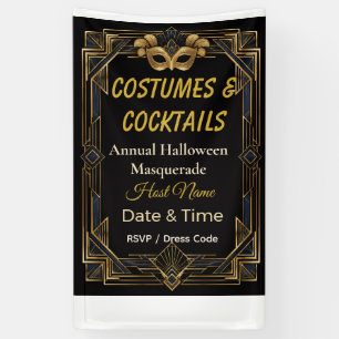 Elegante Art Deco Kostüme und Cocktails Maskerade Banner