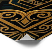 Elegante Art Deco-Krähe-Silhouette Gold & Schwarz Poster (Ecke)