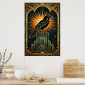 Elegante Art Deco-Krähe-Silhouette Gold & Schwarz Poster (Küche)