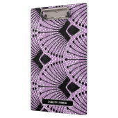 Elegante Art Deco Lila Pfauenmuster Klemmbrett (Links)