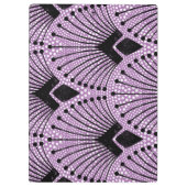 Elegante Art Deco Lila Pfauenmuster Klemmbrett (Rückseite)