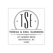 Elegante Art Deco Monogram Circle Rücksendeadresse Gummistempel (Prägung)