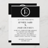 Elegante Art Deco Monogram R Wedding Einladung (Vorne/Hinten)