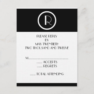 Elegante Art Deco Monogram R Wedding Reply Cards RSVP Karte