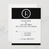 Elegante Art Deco Monogram R Wedding Reply Cards RSVP Karte (Vorne/Hinten)