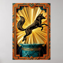 Elegante Art Deco Panther Silhouette Schwarz Gold