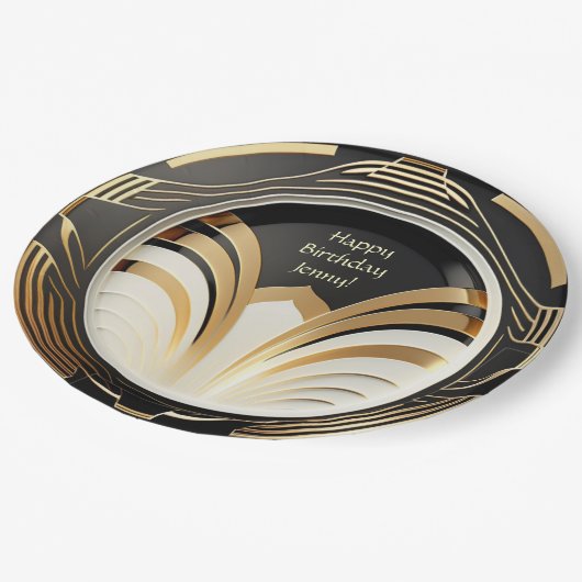 Elegante Art Deco Paper Teller - Personalisiert (Schrägansicht)