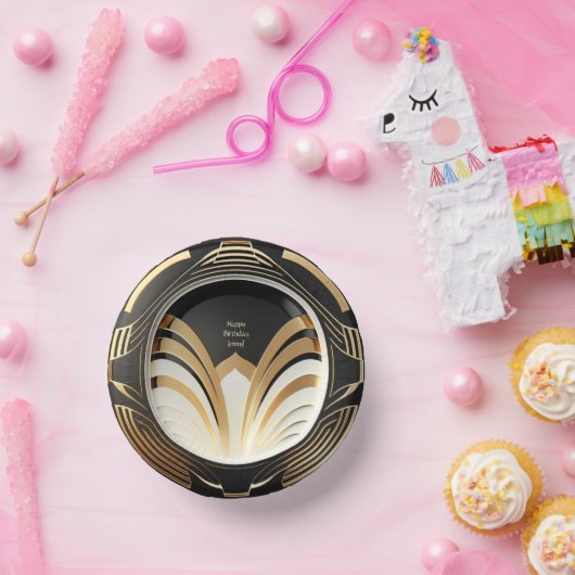 Elegante Art-Deco-Papiertücher - Personalisiert Pappteller (Party)