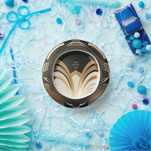 Elegante Art-Deco-Papiertücher - Personalisiert Pappteller (Party)