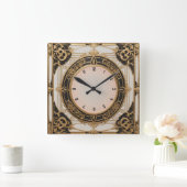 Elegante Art Deco Quadratische Wanduhr (Zuhause)