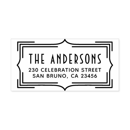 Elegante Art Deco Rahmen | Benutzerdefinierte Rück Permastempel (Design)