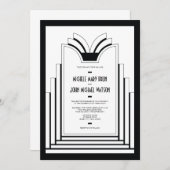 Elegante Art Deco Rahmen Retro Hochzeit Einladung (Vorne/Hinten)
