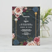 Elegante Art Deco Rose Einladung (Stehend Vorderseite)