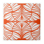 Elegante Art Deco Rote und weiße Gouache Scallops Fliese (Vorderseite)