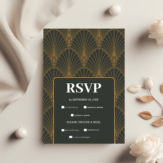Elegante Art Deco RSVP Karte
