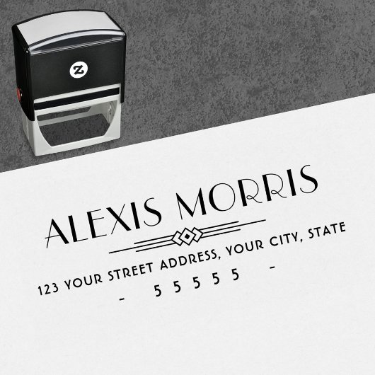 Elegante Art Déco Rücksendeadresse Permastempel