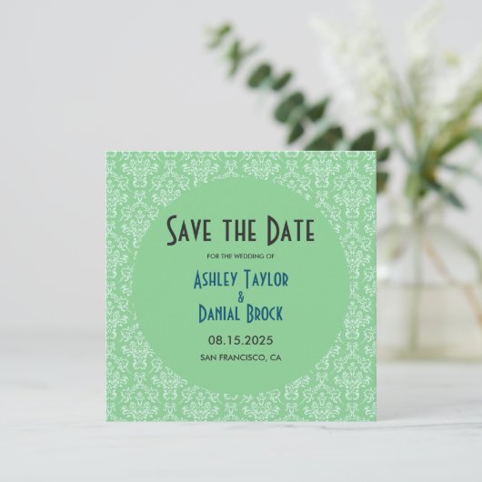 Elegante Art Deco Save The Date (Stehend Vorderseite)