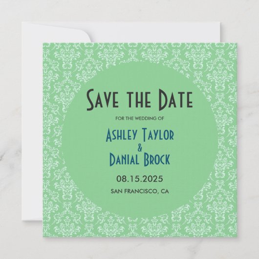 Elegante Art Deco Save The Date (Vorderseite)