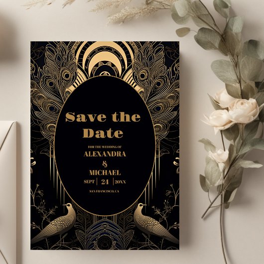 Elegante Art Deco Save The Date