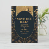 Elegante Art Deco Save The Date (Stehend Vorderseite)
