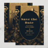 Elegante Art Deco Save The Date (Vorne/Hinten)