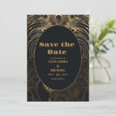 Elegante Art Deco Save The Date (Stehend Vorderseite)