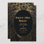 Elegante Art Deco Save The Date (Vorne/Hinten)