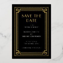 Elegante Art Deco Save the Date Karte mit Grenzen
