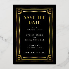 Elegante Art Deco Save the Date Karte mit Grenzen