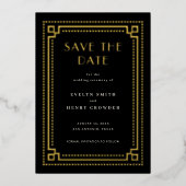 Elegante Art Deco Save the Date Karte mit Grenzen (Vorderseite)