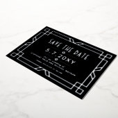 Elegante Art Deco Save the Date Schwarze Silberkar Folieneinladung (Gedreht)