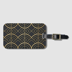 Elegante Art Deco Schwarz & Gold Geometrische Aufk Gepäckanhänger