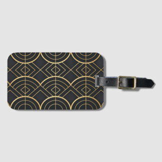 Elegante Art Deco Schwarz & Gold Geometrische Aufk Gepäckanhänger