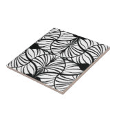 Elegante Art Deco Schwarz & Weiß Gouache Scallops Fliese (Seite)