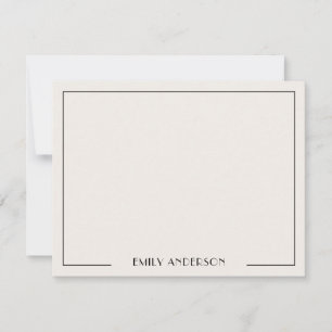 Elegante Art Deco Schwarz-Weiß-Monogramm-Rahmen Mitteilungskarte