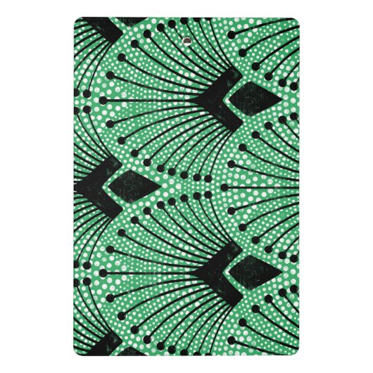 Elegante Art Deco Schwarz-weißes Pfauenmuster Mini Klemmbrett (Rückseite)