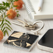 Elegante Art Deco Schwarze Frau Flapper Schlüsselanhänger (Vorderseite rechts)