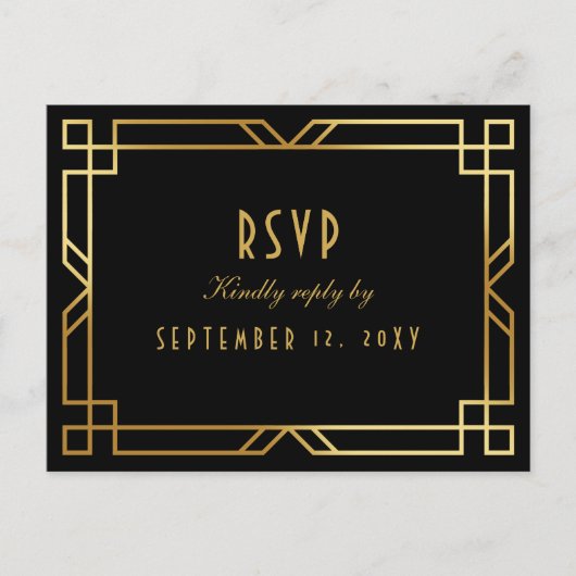 Elegante Art Deco Schwarzer Rahmen Einfache UAWG Postkarte (Vorderseite)