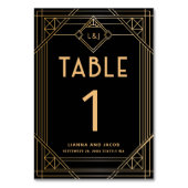 Elegante Art Deco Schwarzes Meer Tischnummer (Vorderseite)