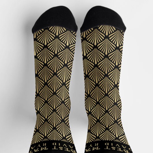 Elegante Art Deco Trauzeuge Monogram Wedding Socken (Oben)