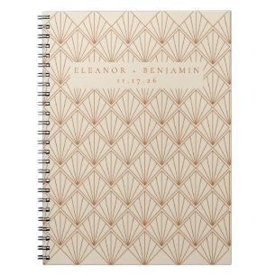 Elegante Art Deco verbrannt orange Hochzeit  Notizblock