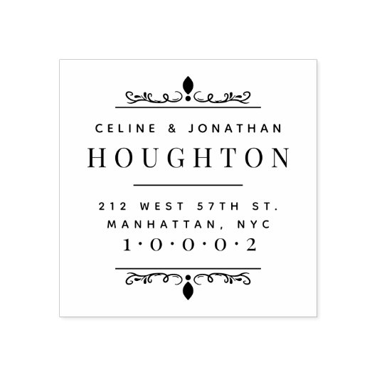 Elegante Art Deco Verheiratete Luganersee Rücksend Gummistempel (Prägung)