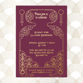 Elegante Art Deco verzierter Rahmen Folieneinladung