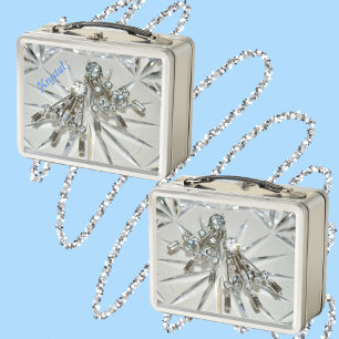 Elegante Art Deco Vintag Rhinestones Glamour Metall Brotdose