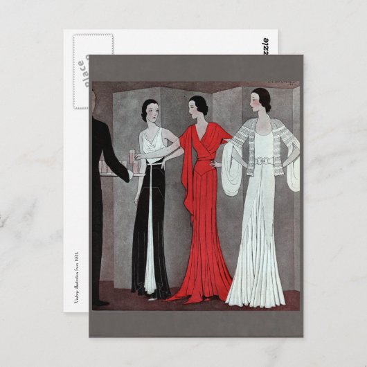 Elegante Art Deco Vintages Party Postkarte (Vorne/Hinten)