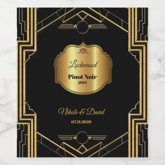 Elegante Art Deco Weinetikett (Einzelnes Label)