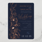 Elegante Art Deco Wildblume Einladung zur Hochzeit (Vorderseite)