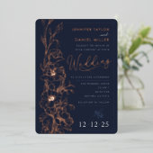 Elegante Art Deco Wildblume Einladung zur Hochzeit (Stehend vorne)